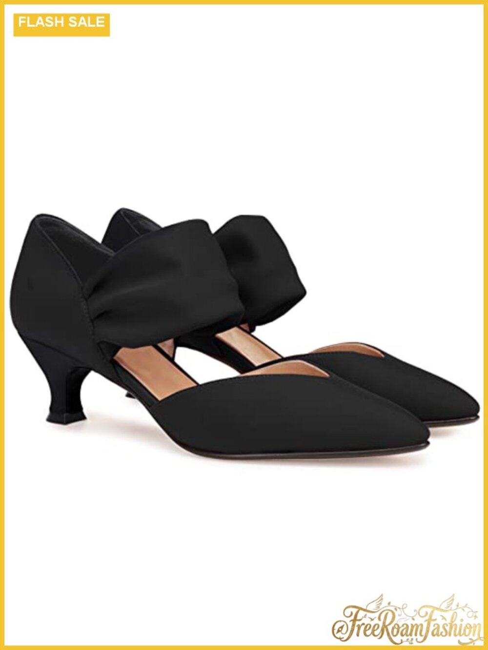 Womens Kitten Heel Pointed Toe Ankle Strap Cutout Elegant Party Wedding Pumps